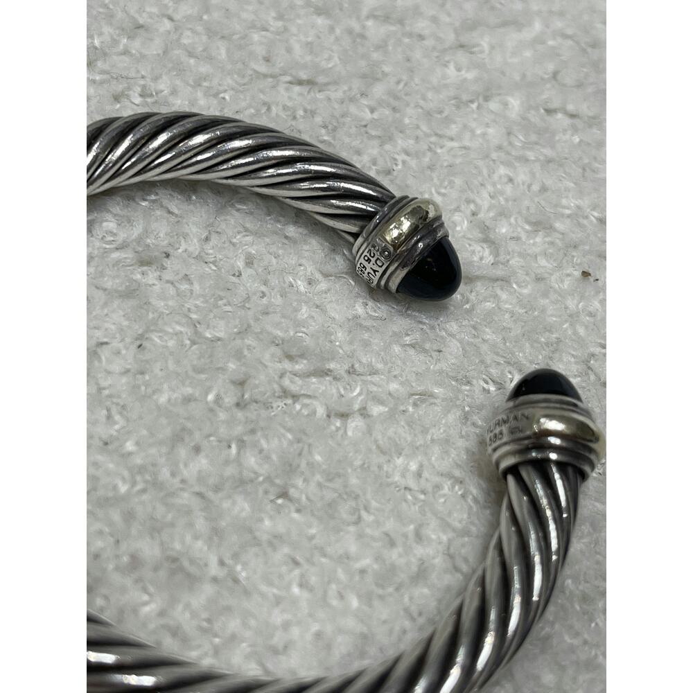 David Yurman 7mm Cable Classic Bracelets in Sterling Silver Onyx and Citrine